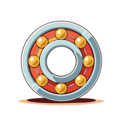 Shiny ball bearing with gold rollers for machinery, automotive, engineering work.