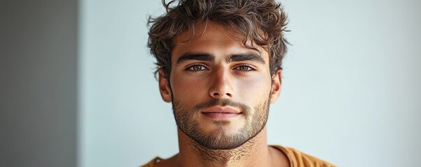 Depict a man looking directly at the camera with a confident and composed expression, Generative AI