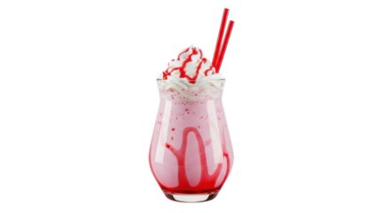 Isolated Strawberry Milkshake with Cream