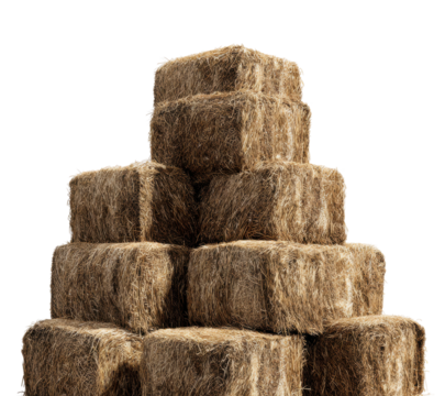 Stacked hay bales farmyard agricultural content natural isolated on transparent background