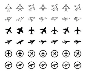 Set of Airplane icon symbol vector on white background