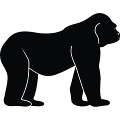 Gorilla Silhouette Vector Black Minimalist Gorilla Outline Design