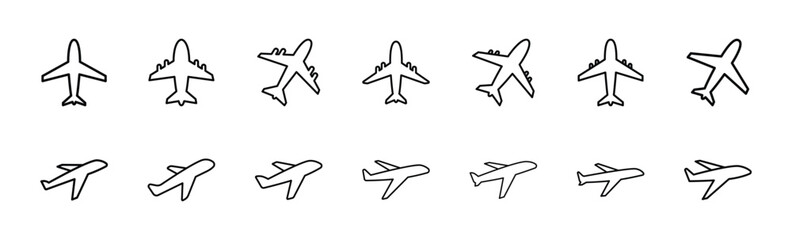 Set of Airplane icon symbol vector on white background