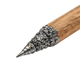 Crafting elegant silver-handled pencil creative isolated on transparent background