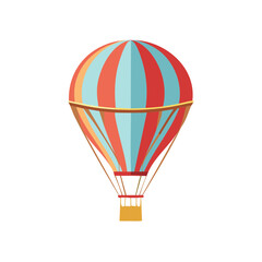 Naklejka premium Colorful Hot Air Balloon Illustration with Stripes, Vintage Style Aerial Vehicle, Travel and Leisure Concept