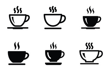 Set of coffee cup icon symbol vector on white background