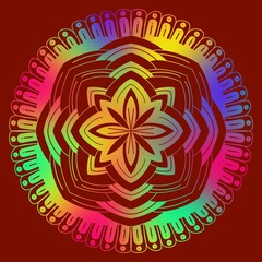 Symmetrical image design in the form of mandala art with a basic circular shape combined with unique shapes and attractive color gradations.
