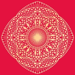 Symmetrical image design in the form of mandala art with a basic circular shape combined with unique shapes and attractive color gradations.