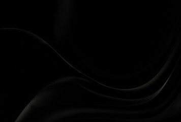 Black gray satin dark fabric texture luxurious shiny that is abstract silk cloth background with patterns soft waves blur beautiful.
