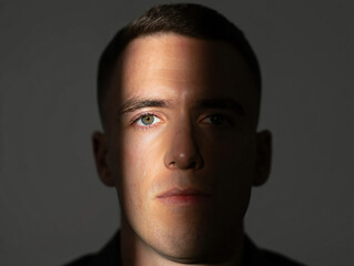 Man's face partially lit by dramatic side lighting