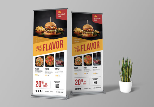 Food Menu and Special Offers Promotion Rollup Banner Template Layout