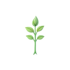 Obraz premium simple green plant stem with multiple fresh leaves symbolizing growth ecology and sustainability high quality png isolated on transparent background