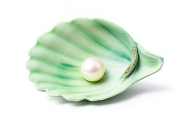 Single Pearl in a Green Shell