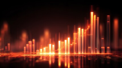 AI-powered financial growth chart, glowing futuristic bars and graphs