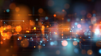 Digital workplace of the future with abstract glowing background