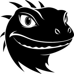 Lizard head silhouette  vector black , white background 