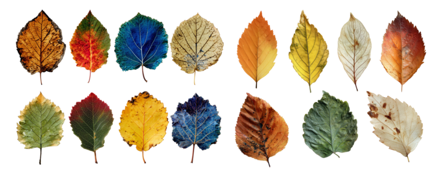 Colorful leaves collection on the plane