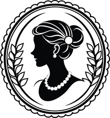 Cameo silhouette vector art on white background.