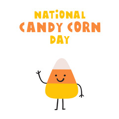 National candy corn day. Cute character. Vector illustration on white background.