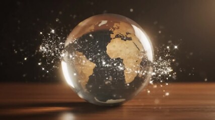 spinning earth globe with glittering particles animation - Powered by Adobe
