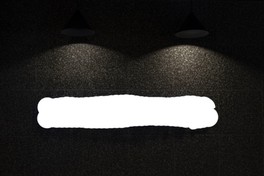 sign on the wall illuminated by lamps, web marketing. A business banner. Notification of a message. Background with neon glow. Vector illustration, isolated object on transparent background, png