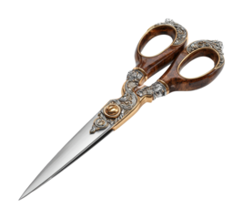 Elegant scissors display workshop product isolated on transparent background