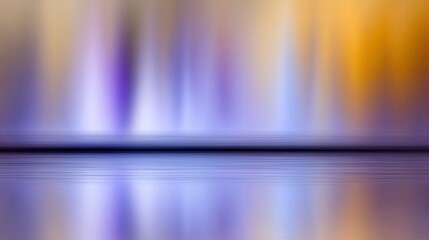 Abstract blurred image of vibrant vertical streaks, reflected on a dark surface