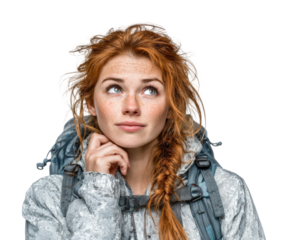 Adventure seeker contemplating journey outdoors portrait nature isolated on transparent background