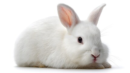 Obraz premium Cute Happy White Rabbit on White Background