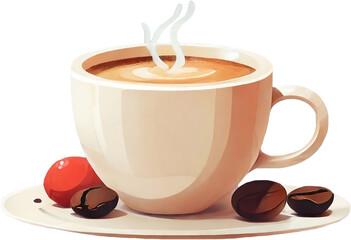 cup of hot coffee, cup coffee elements.