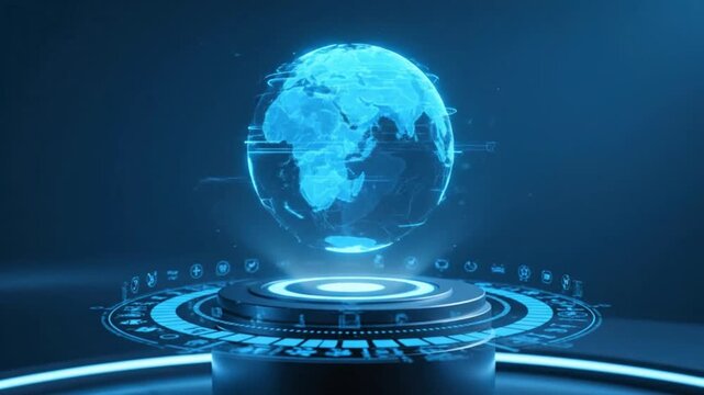 holographic earth globe digital global network