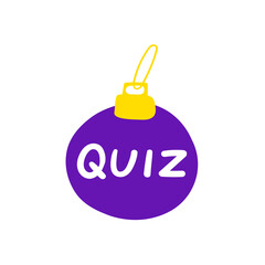 Obraz premium Christmas ball with word - quiz. Vector illustration. Hand drawn design on white background.