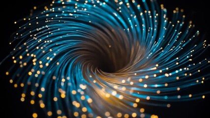 Fiber optic cable swirl vortex abstract technology background glowing dots - Powered by Adobe