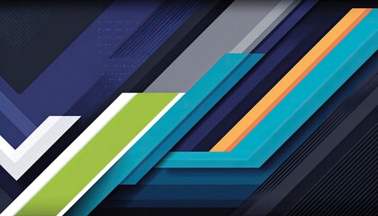 Abstract geometric design with layered shapes in bold colors and dark background