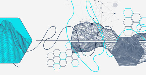 Abstract wireframe background. Modern science or technology art elements. Surface illustration.