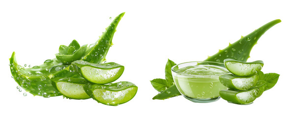 Fresh aloe vera plant and gel