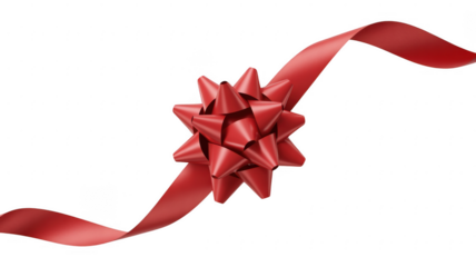 A red bow and ribbon isolated on transparent background, perfect for adding a festive touch to any design or project