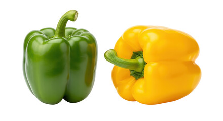 Isolated Green and Yellow Bell Peppers