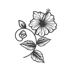 Hibiscus Art - Elegant Tropical Flower Clipart
