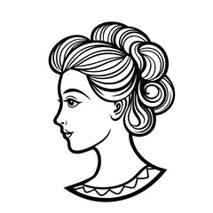 Beautiful woman face side view silhouette vector icon on white background
