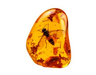 Perfectly Preserved Large Insect (Fly or Wasp) Encased in a Polished Piece of Golden Amber