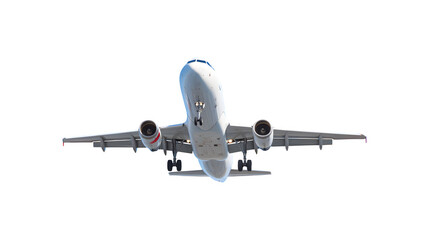 Fototapeta premium Commercial airplane soaring through a clear sky 