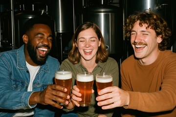 Friends enjoying craft beer together.