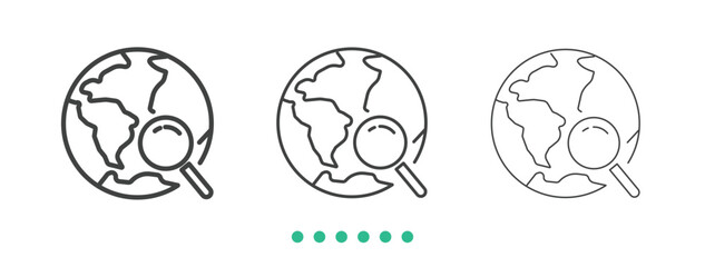 Global searching icon. Thin line icon vector