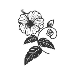 Single Line Hibiscus Drawing - Continuous Flow Vector Art
