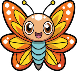 Cute Cartoon Butterfly Vector Illustration Set, Adorable Cute Butterfly Vector Art, cartoon butterfly