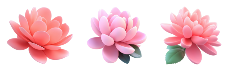 Colorful stylized lotus flower trio on black background