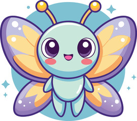 Cute Cartoon Butterfly Vector Illustration Set, Adorable Cute Butterfly Vector Art, cartoon butterfly