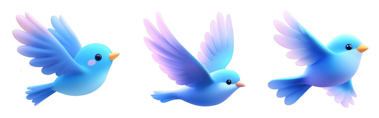 Colorful cartoon birds in flight with playful wings