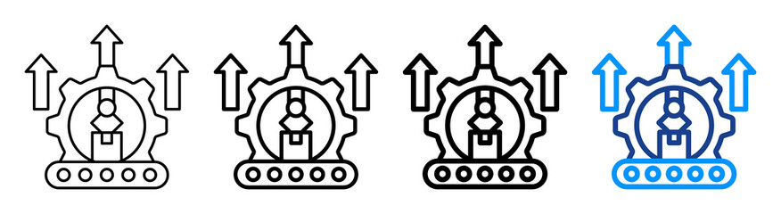 Lean Manufacturing Icon Different Style Outline Collection Set